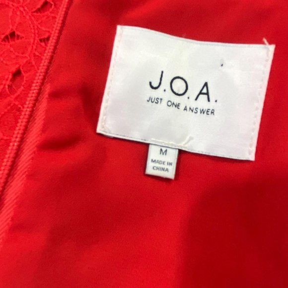 J.O.A Red Eyelet Fit Flare Dress Just One Answer - Picture 5 of 5
